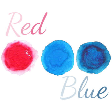 Watercolor circles, vector set isolated on white