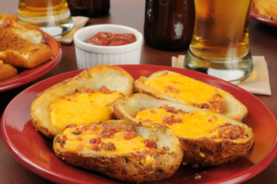 Potato Skins with cheddar cheese and bacon