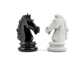 Black knight chess and white knight chess confront each other © G3D Studio