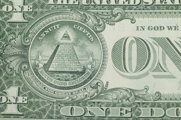 The American national emblem printed by a one dollar bill