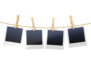 photo frames on clothesline