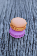 French macaroons on a wooden floor