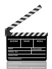 Clapper board on white background