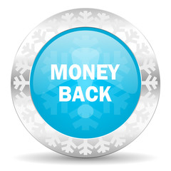 money back icon, christmas button