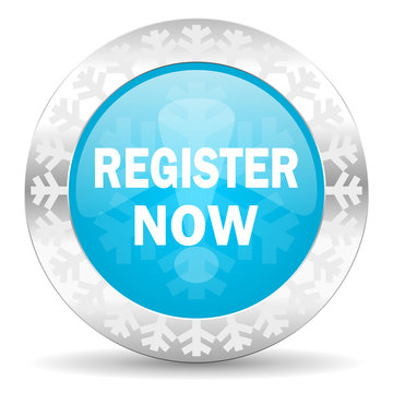 register now icon, christmas button