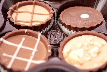 Dark chocolate on a white background