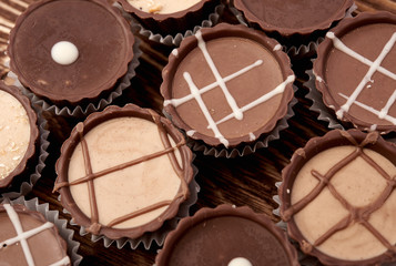 Dark chocolate on a white background