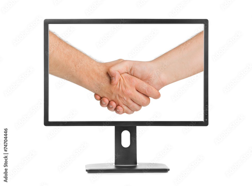 Sticker Virtual handshake - internet business concept