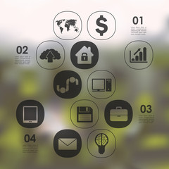 business infographic with unfocused background