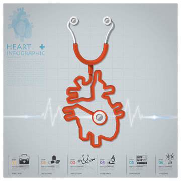 Heart Shape Stethoscope Health And Medical Infographic