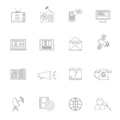 Media icons outline set