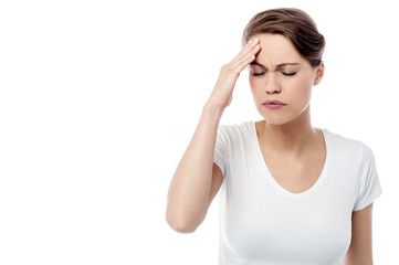 Woman has a migraine