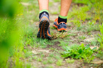 Sports shoes running walking on trail