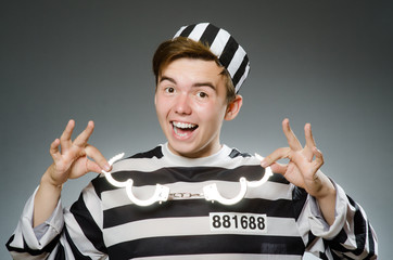 Prison inmate in funny concept