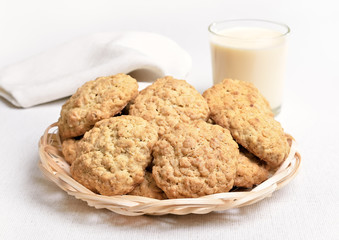 Homemade oatmeal cookies and milkshake