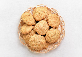 Homemade oatmeal cookies, top view
