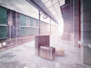  retro railway  train station