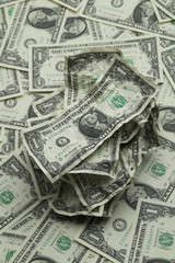 One dollar bills full of wrinkles