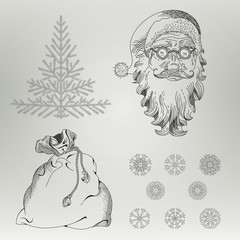 Christmas elements Santa Claus Spruce Snowflake Bag