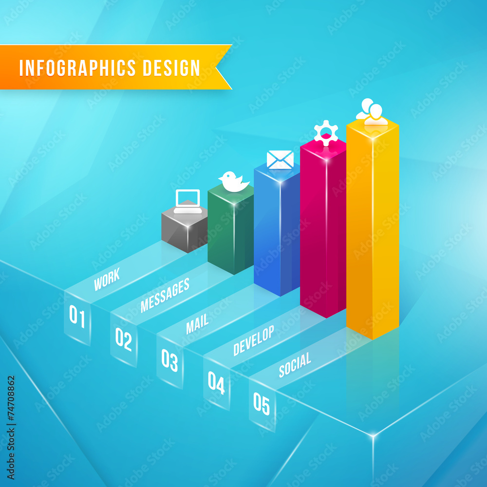 Poster vector 3d bar chart
