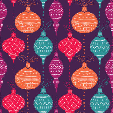 Fototapeta Christmas balls seamless pattern