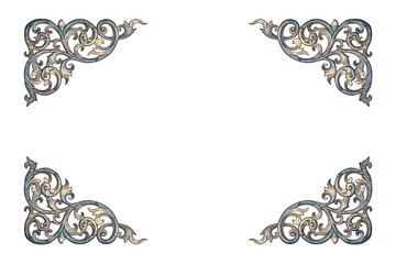 Pattern of flower carved frame on white background