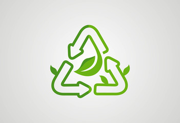Recycle ecology leaf logo vector