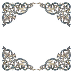 Pattern of flower carved frame on white background
