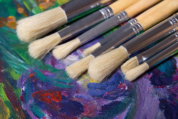 acrylic paint and paint brushes set