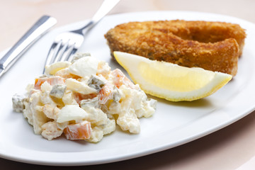 fried carp with potato salad