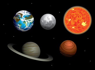 Vector set of various planets in the Solar System