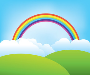 Rainbow and green hills