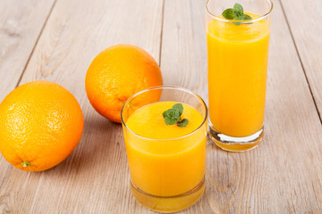 Fresh orange and ginger smoothie drink