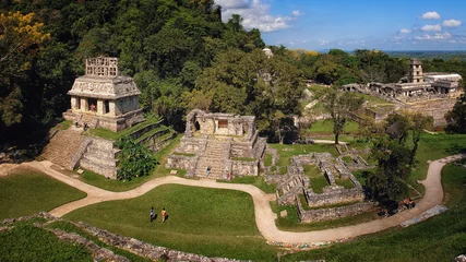 Keuken spatwand met foto Maya-ruïnes in Palenque, Chiapas, Mexico. Paleis en observatorium © Madrugada Verde