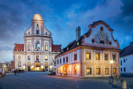 Old town of Altötting with Basilika St. Anna, Bavaria, Germany