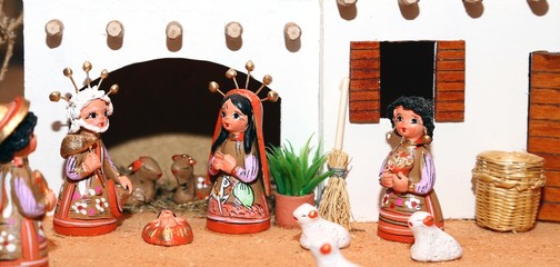 Nativity scene with Holy Family Mexican style