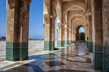 Interiors passage of Hassan II mosque, Casablanca