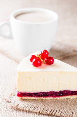 Dessert - Cheesecake with Berries red currant and coffee
