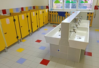 large bathroom of a nursery without people