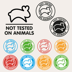 No animals testing sign icon. Not tested symbol. Round colourful