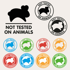 No animals testing sign icon. Not tested symbol. Round colourful