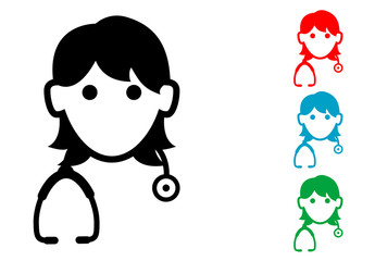 Pictograma icono doctora con varios colores