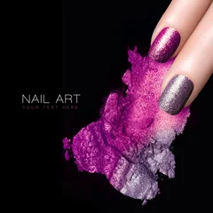 Fototapeten Silver Purple Nail Polish and Mineral Colorful Eye Shadow © Casther