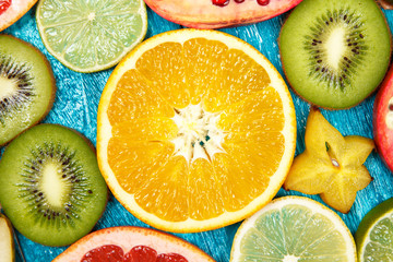 Fototapeta na wymiar Set of colorful fruits