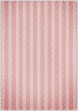 Pastel pink background with stripes and polka dots