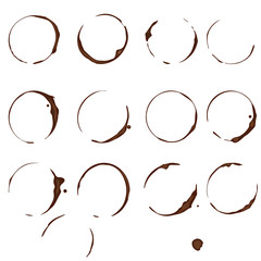 Splashes and traces of coffee cup, vector illustration