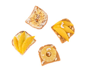 Toast with pineapple fruit for breakfast meal.