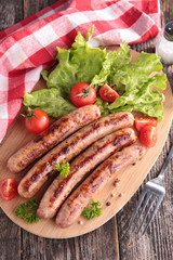 grilled sausage on board