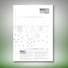 Three dimensional mesh stylish word start up. Brochure, flyer or