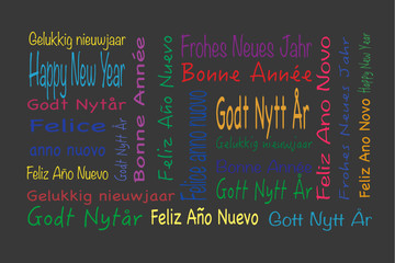 tag cloud "Frohes Neues Jahr" mehrsprachig